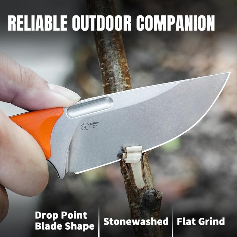 KIZER سكين كابوكس الثابتة 3.36" من فولاذ D2 سكين صيد ثابتة مقبض G10 مع غمد سكين بقاء للتخييم 1048M2 - Image 2